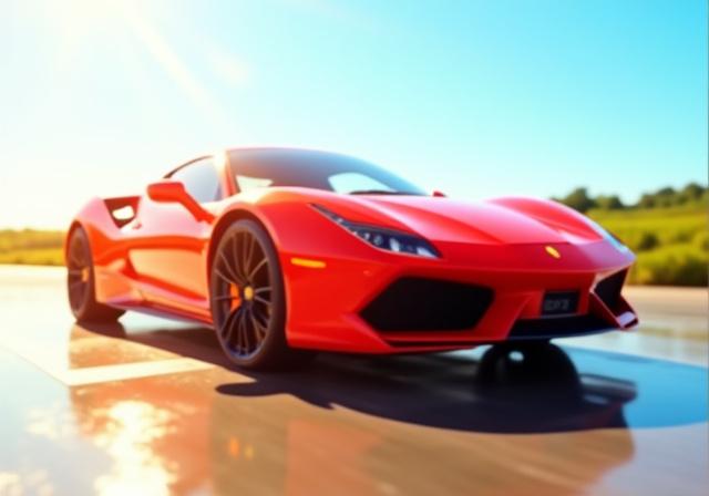 Rød bil der skinner i solen efter vask